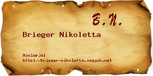 Brieger Nikoletta névjegykártya